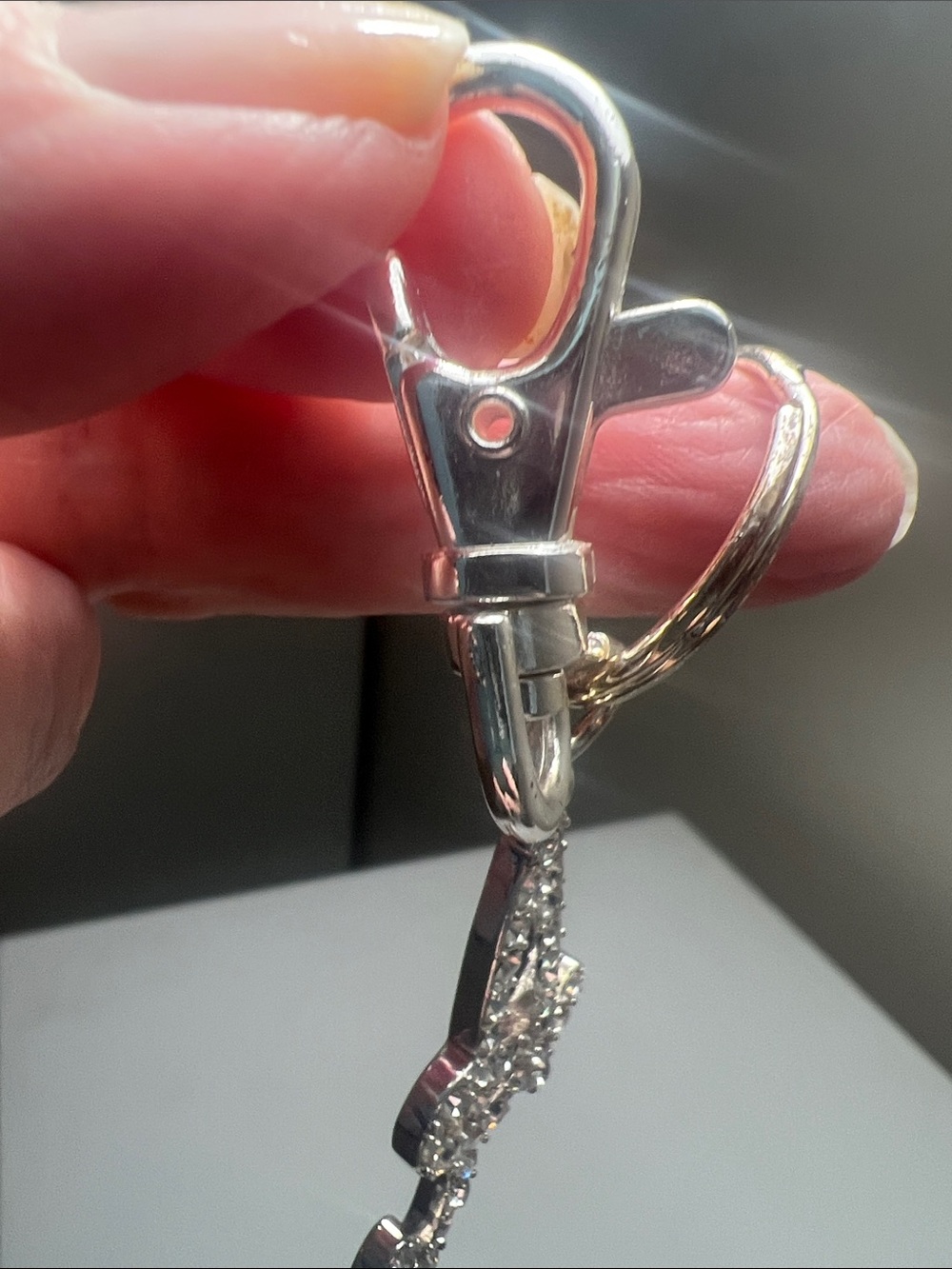 Vintage Rhinestone Letter 'A' Keychain Charm - Silver Tone - Picture 12 of 16